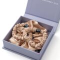Kinkekomplekt - Siidist scrunchie, mini juuksekumm ja mini kivikestega kinkekarbis