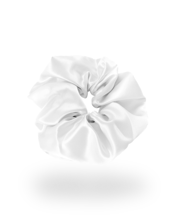 Siidist juuksekumm scrunchie valge