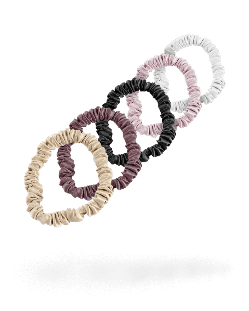 Set of silk mini scrunchies (5pcs)
