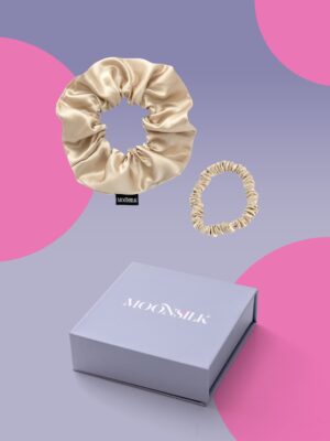 Kinkekomplekt - Siidist scrunchie ja mini juuksekumm kinkekarbis