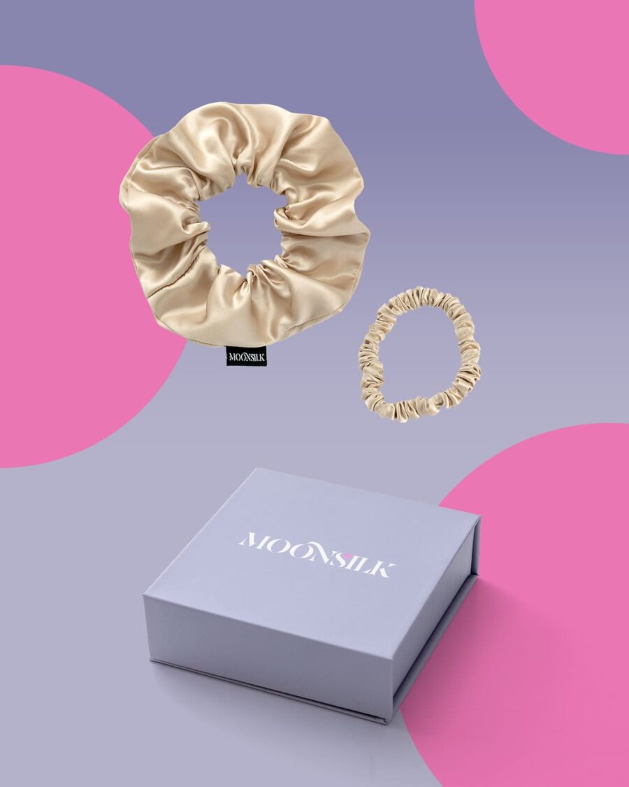 Gift set - Silk scrunchie and mini hair gum in a gift box