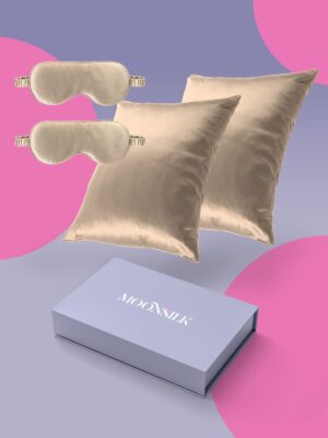 Kinkekomplekt - 2 siidist padjapüüri lukuga + 2 magamismaski