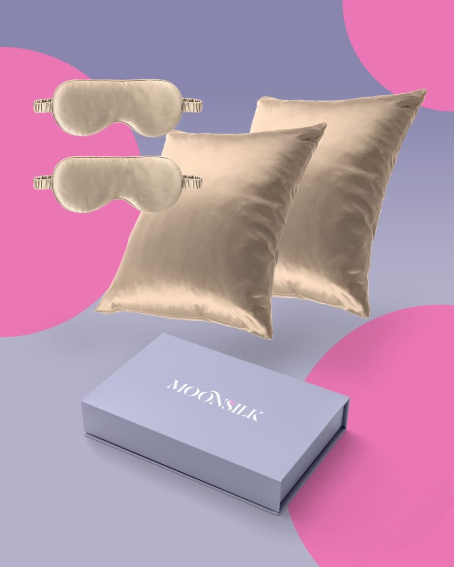 Kinkekomplekt-2pillowcase2mask Kinkekomplekt - 2 siidist padjapüüri lukuga + 2 magamismaski