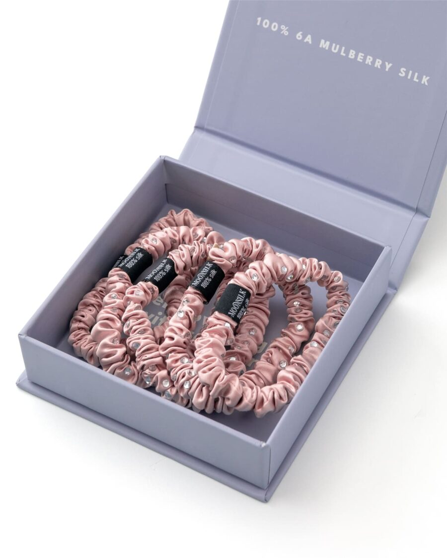 000-_0010_pink rhine Mini hiusnauhasetti silkkikivillä (5 kpl)