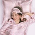 Striped pillowcase Pink striped silk pillowcase with zip