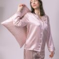 Sidestripe cushion cover Pink striped silk pillowcase with zip