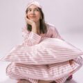 striped pyjamas 4 Pink striped silk pillowcase with zip